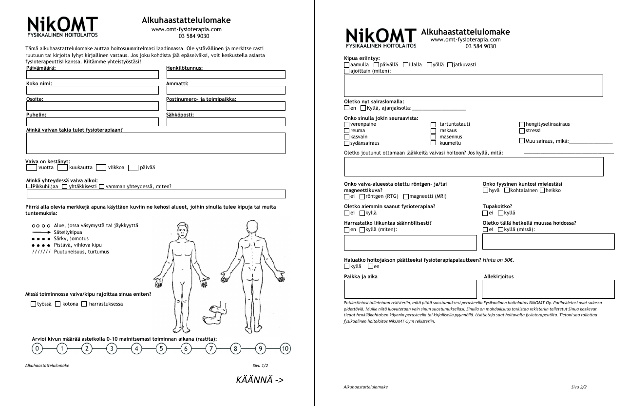Alkuhaastattelulomake